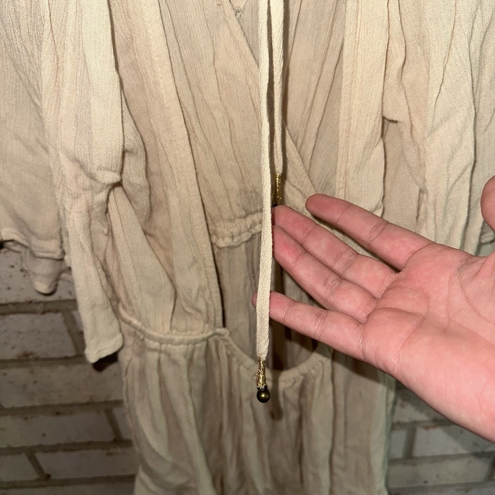 FREE PEOPLE NEREA ROMPER SHORT FLOWY JUMPSUIT Summer Khaki/Beige Size XS - Picture 10 of 15